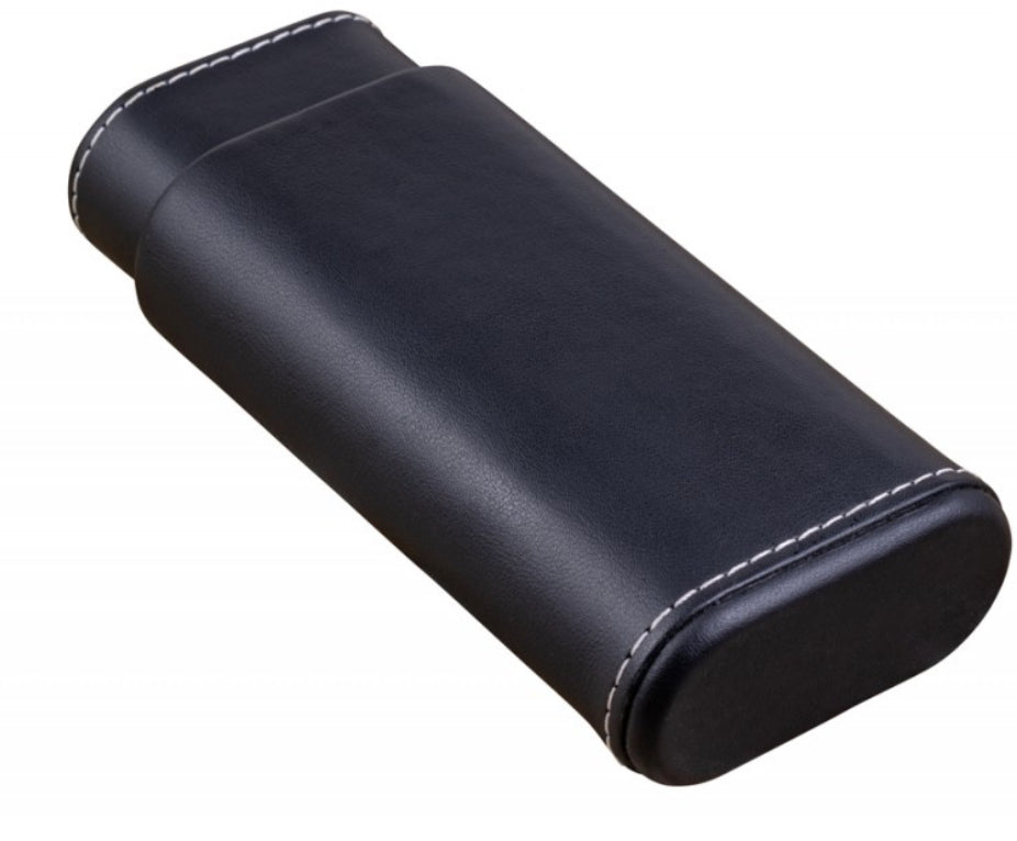 3 Cigar Black Leather Case