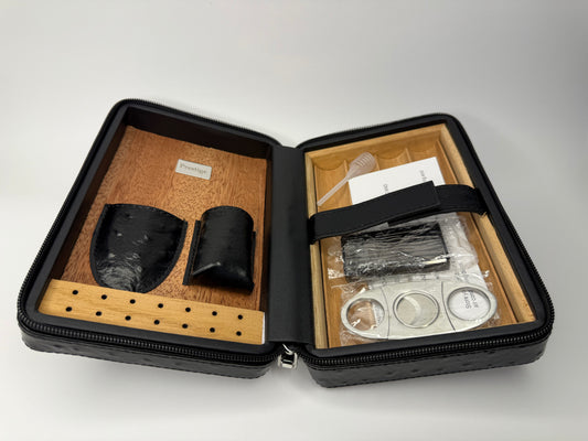 4-8 ct Manhattan Travel Cigar Case Humidor w/ on Board Accessories
